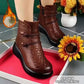 Bottes en cuir chaud vintage pour femmes