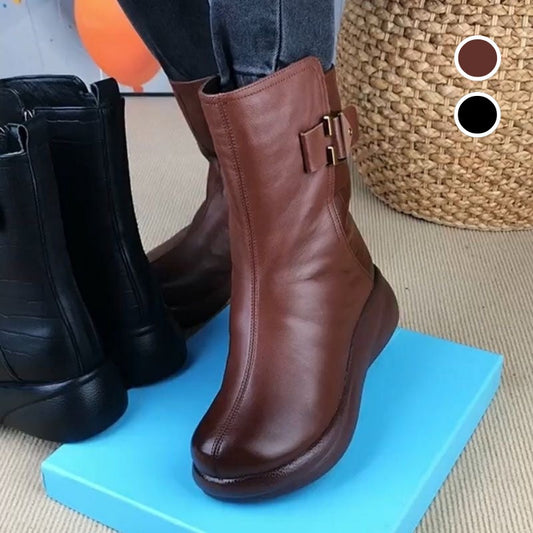 Bottes Mi-Mollet Zippées Chaudes pour Femme