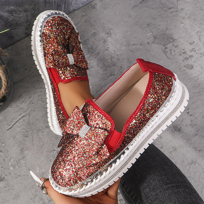 Baskets à Enfiler avec Nœud et Strass pour Femmes