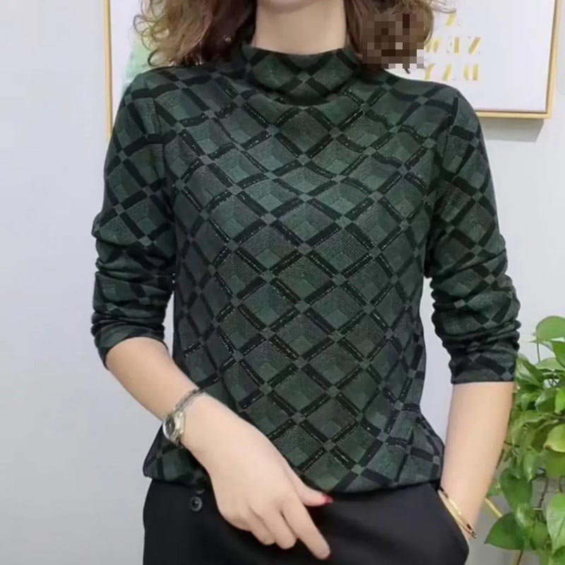 Chemise en dessous à Col Semi-Haut Texturée et Épaissie à Haut de Gamme pour Femme