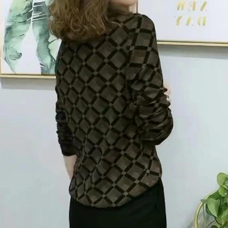Chemise en dessous à Col Semi-Haut Texturée et Épaissie à Haut de Gamme pour Femme