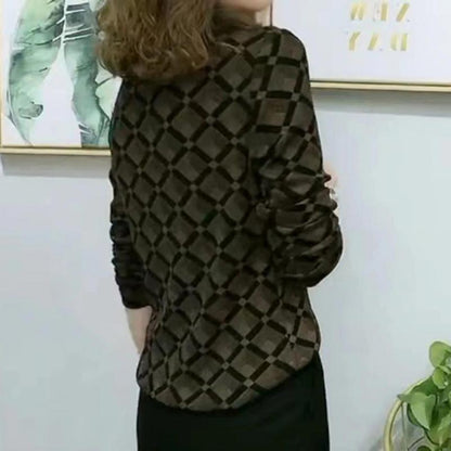 Chemise en dessous à Col Semi-Haut Texturée et Épaissie à Haut de Gamme pour Femme