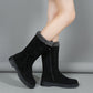 Bottes Chaudes Mi-Mollet avec Fermeture Éclair Latérale pour Femmes
