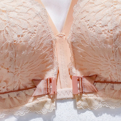 Soutien-Gorge en Dentelle avec Fermeture Frontale et Effet Push-Up pour Femmes