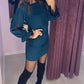 Robe à Manches Longues et Col Rond avec Poignets en Maille