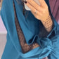 Robe à Manches Longues et Col Rond avec Poignets en Maille