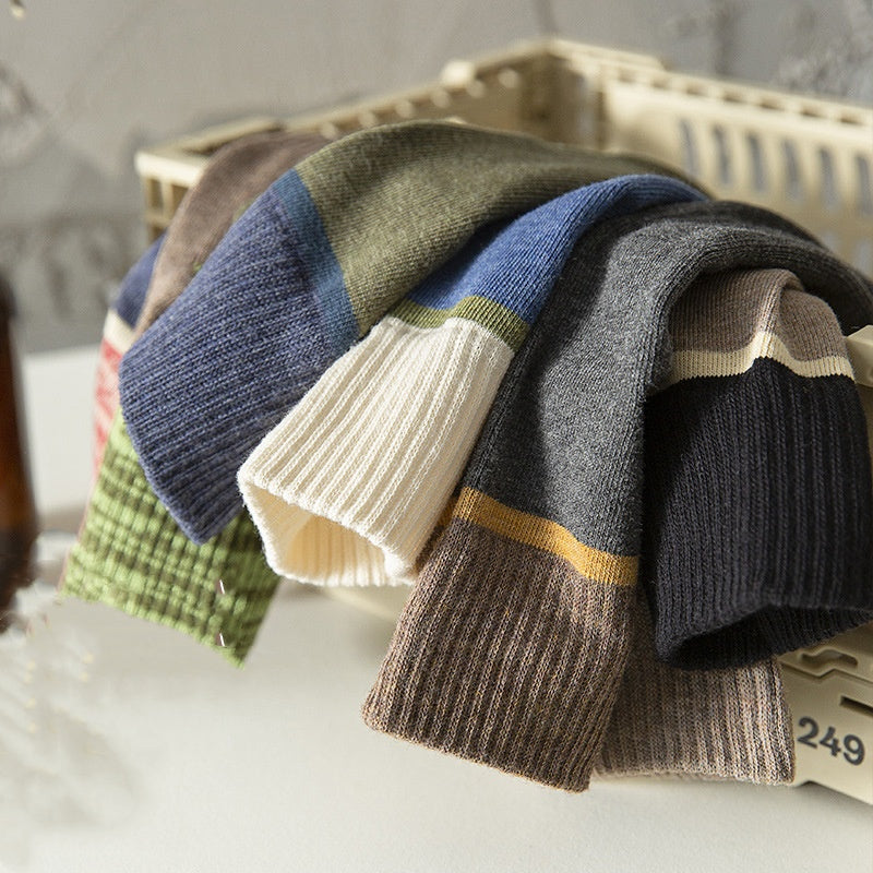 Chaussettes confortables et respirantes à contraste de couleurs pour hommes