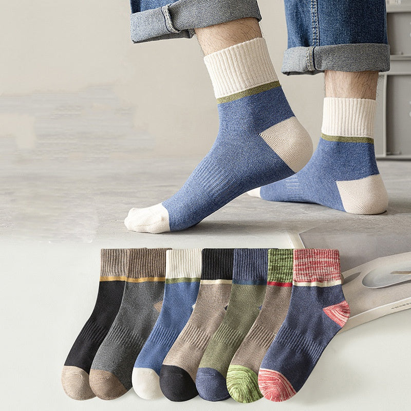 Chaussettes confortables et respirantes à contraste de couleurs pour hommes