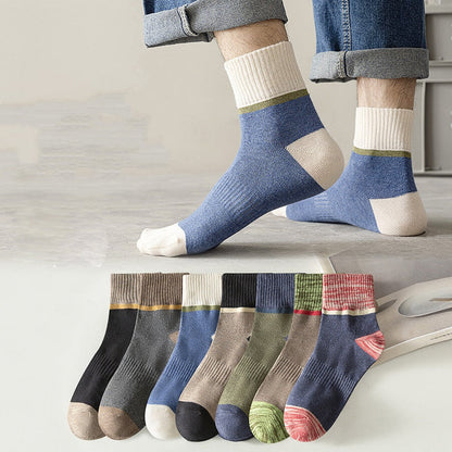 Chaussettes confortables et respirantes à contraste de couleurs pour hommes