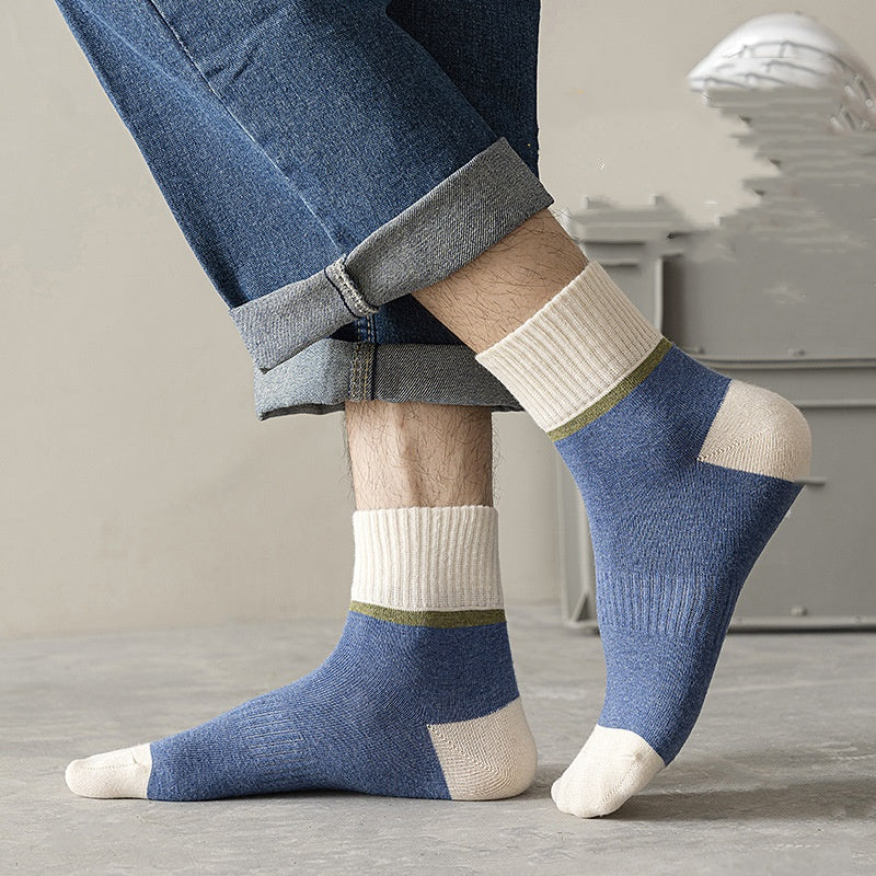 Chaussettes confortables et respirantes à contraste de couleurs pour hommes