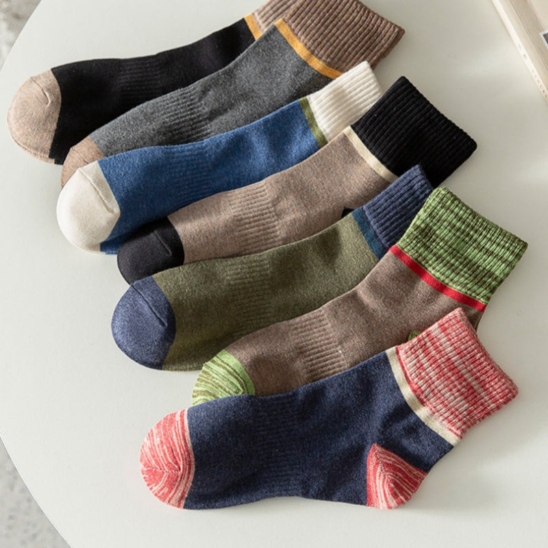 Chaussettes confortables et respirantes à contraste de couleurs pour hommes