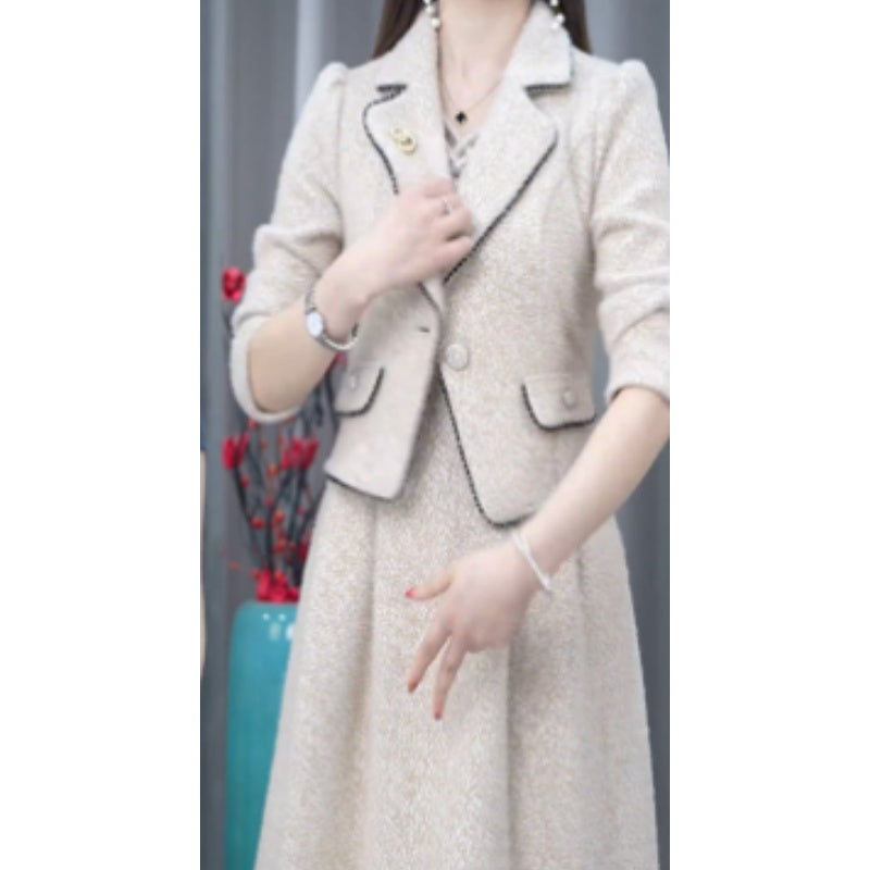 Ensemble 2 Pièces : Blazer Tendance et Robe Sans Manches pour Femme
