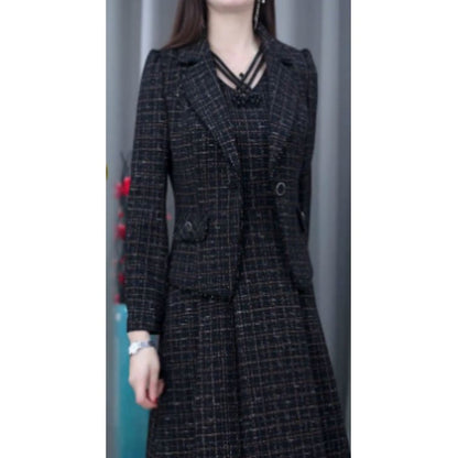Ensemble 2 Pièces : Blazer Tendance et Robe Sans Manches pour Femme