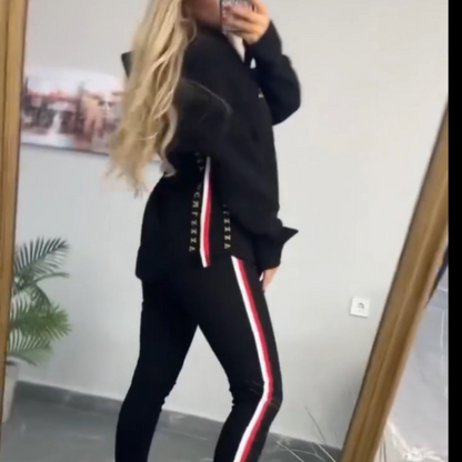 🔥2025 Nouvel Arrivage - 75% DE RÉDUCTION🎉Top et pantalon à capuche décontracté à rayures et à manches longues pour femmes