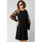 Robe patchwork en dentelle à encolure ronde et manches longues