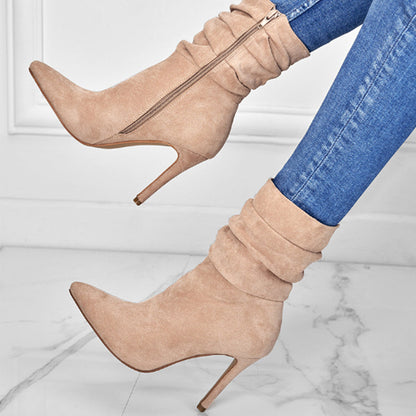 💖2025 Vente à chaud💖Bottes courtes à talons hauts et à bouts pointus pour femmes