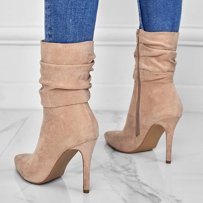 💖2025 Vente à chaud💖Bottes courtes à talons hauts et à bouts pointus pour femmes
