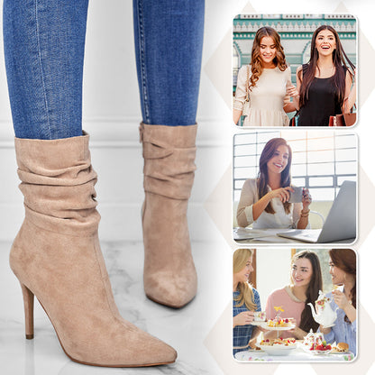 💖2025 Vente à chaud💖Bottes courtes à talons hauts et à bouts pointus pour femmes