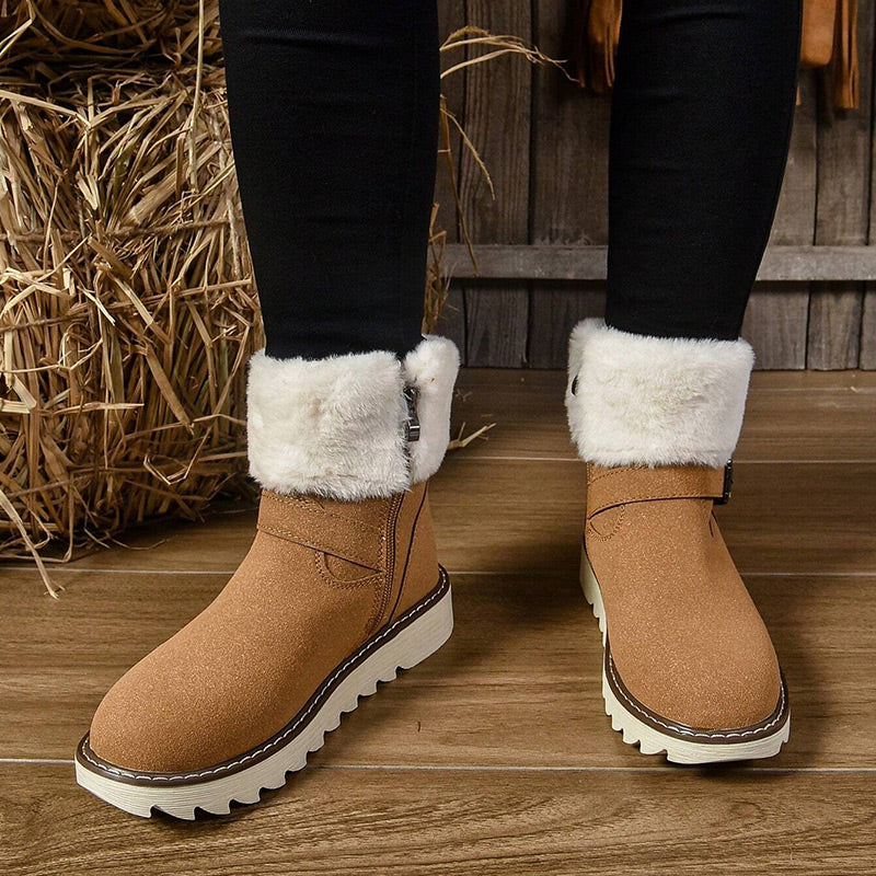 Bottes de Neige Chaudes à Fermeture Éclair pour Femmes