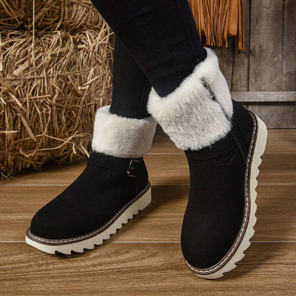 Bottes de Neige Chaudes à Fermeture Éclair pour Femmes
