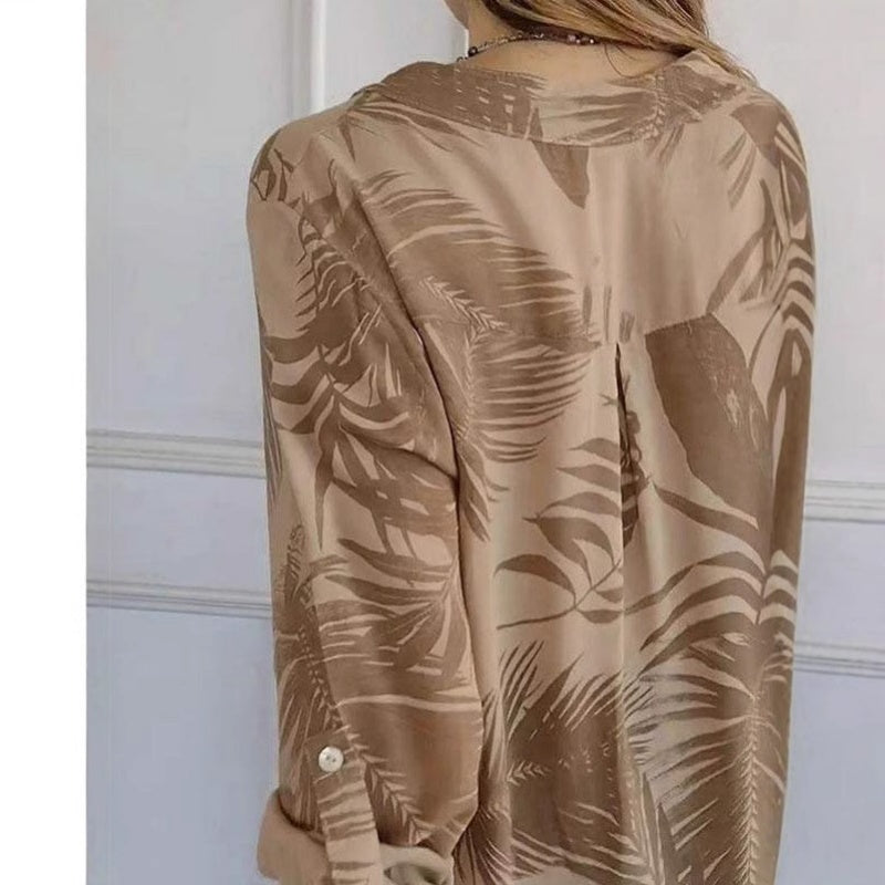 🌸49% de réduction🌸Haut imprimé à col en V tendance pour femme