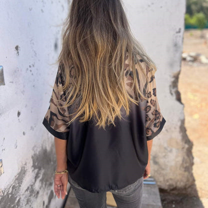 Chemis à Imprimé Léopard avec Fermeture Boutonnée pour  Femmes