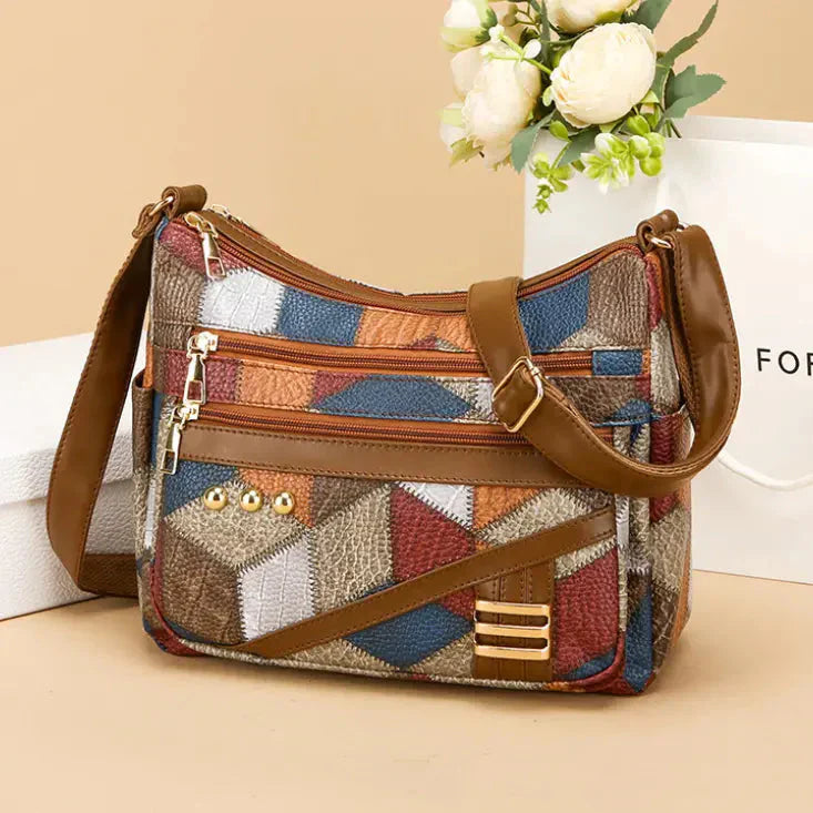 👜Nouveau Sac à Bandoulière Multicolore en Cuir Souple PU à La Mode