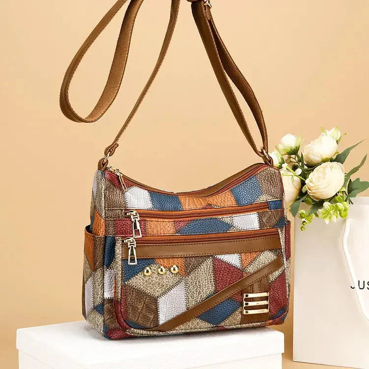 👜Nouveau Sac à Bandoulière Multicolore en Cuir Souple PU à La Mode