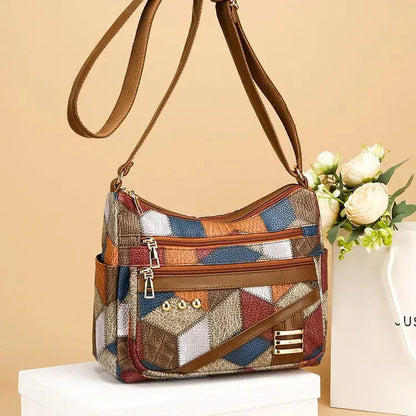 👜Nouveau Sac à Bandoulière Multicolore en Cuir Souple PU à La Mode