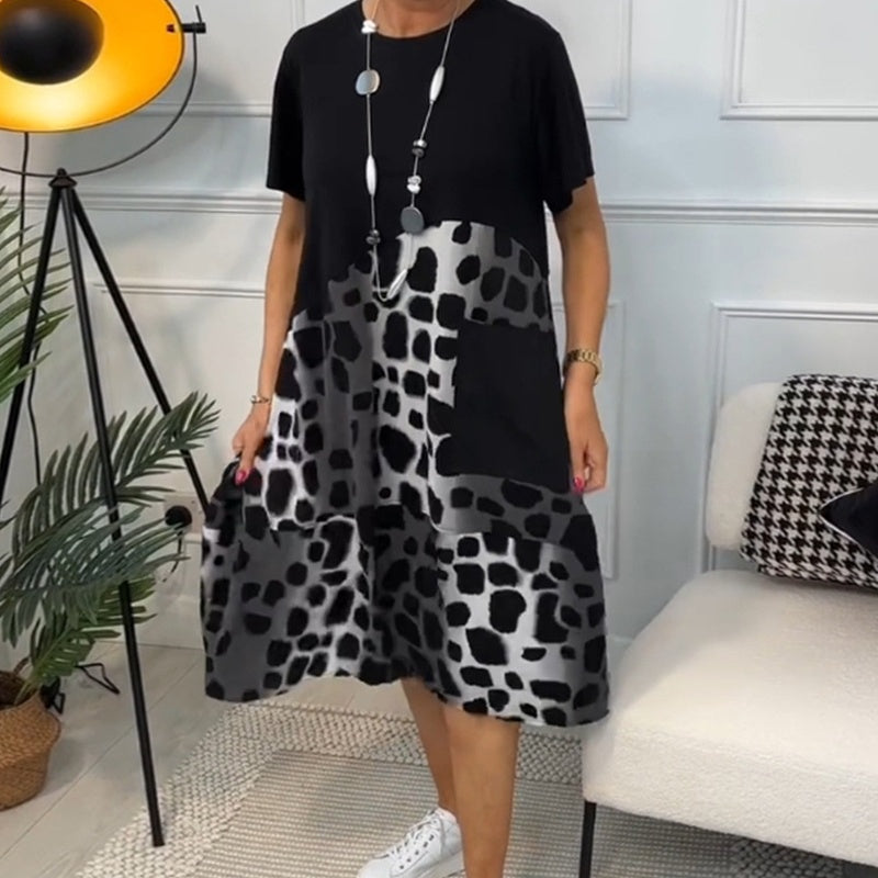 🌹Printemps 50% de réduction🌹Robe décontractée imprimée à encolure ronde et manches courtes