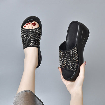 Sandales compensées brillantes pour femmes