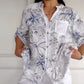 💕Chemise imprimée à col fleuri debout pour femmes