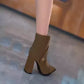Bottes de Cheville à la Mode avec Fermeture Éclair pour Femmes
