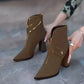 Bottes de Cheville à la Mode avec Fermeture Éclair pour Femmes