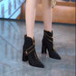Bottes de Cheville à la Mode avec Fermeture Éclair pour Femmes