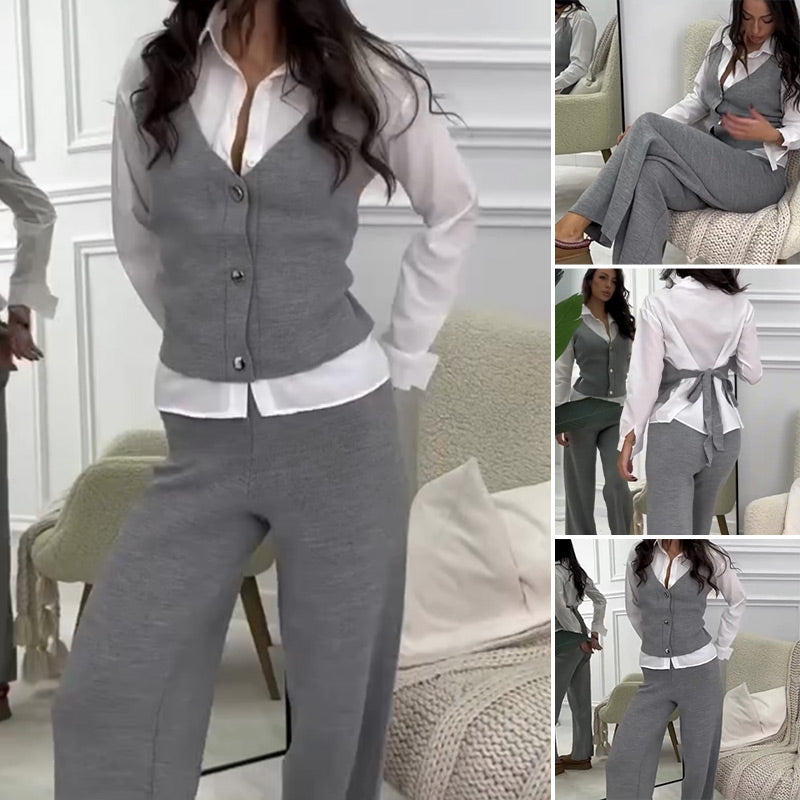 💕Ensemble chemise et pantalon en similicuir pour femme 💗Livraison gratuite💗