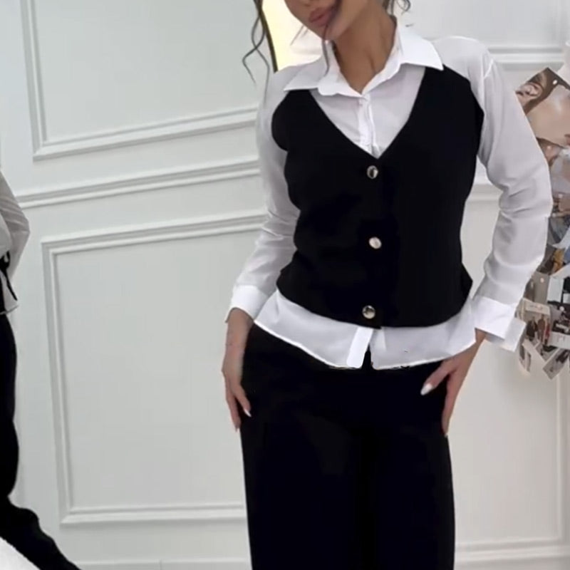 💕Ensemble chemise et pantalon en similicuir pour femme 💗Livraison gratuite💗