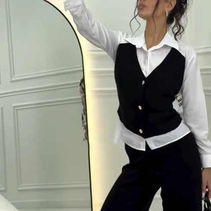 💕Ensemble chemise et pantalon en similicuir pour femme 💗Livraison gratuite💗