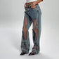 🌸NOUVELLE PROMOTION CHAUDE💥Jeans imprimées avec patchwork en maille vintage pour femmes👖
