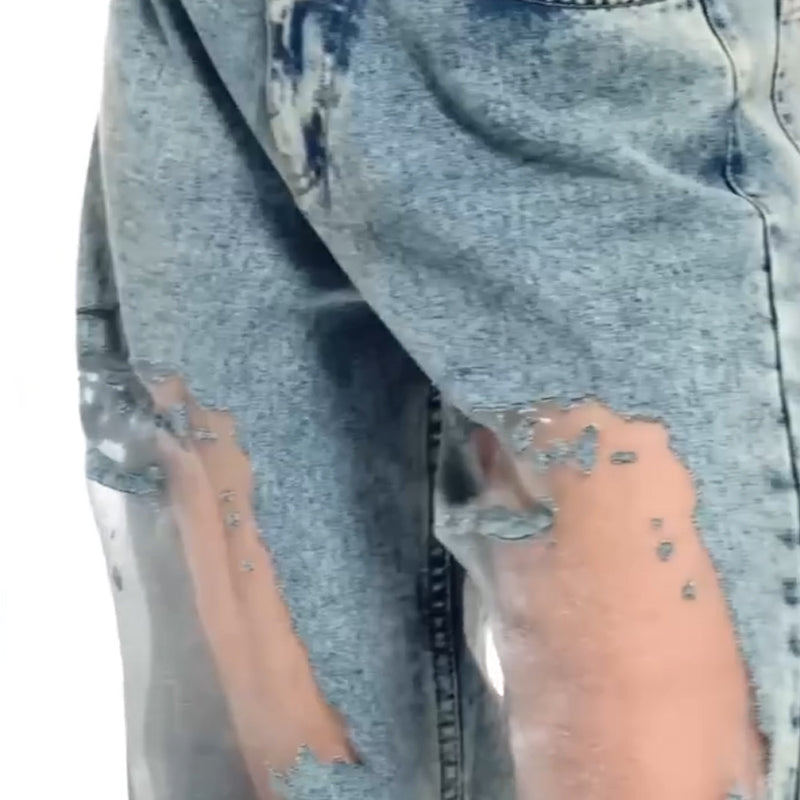 🌸NOUVELLE PROMOTION CHAUDE💥Jeans imprimées avec patchwork en maille vintage pour femmes👖