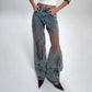 🌸NOUVELLE PROMOTION CHAUDE💥Jeans imprimées avec patchwork en maille vintage pour femmes👖