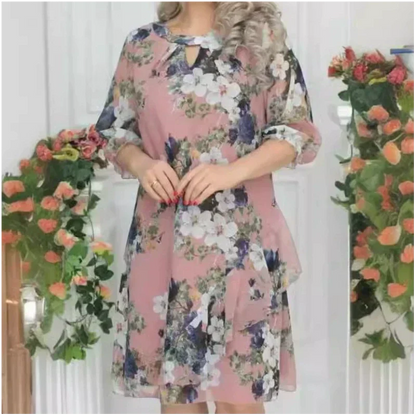 Robe mi-longue à imprimé floral pour femme