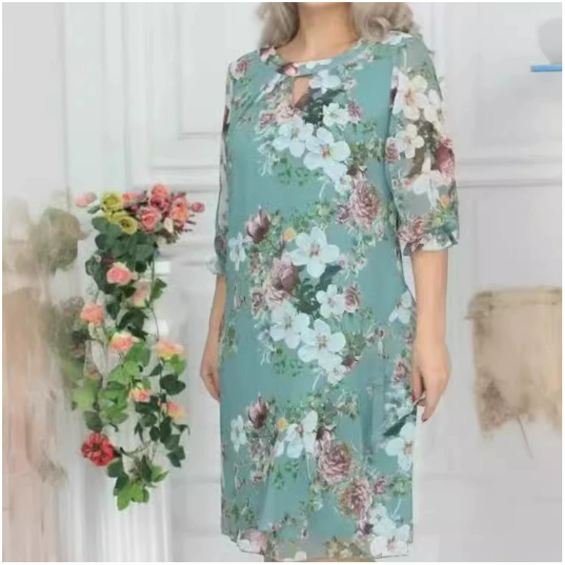 Robe mi-longue à imprimé floral pour femme