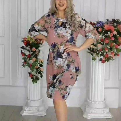 Robe mi-longue à imprimé floral pour femme