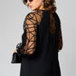 Robe tunique noire ample à manches en résille