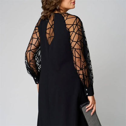 Robe tunique noire ample à manches en résille