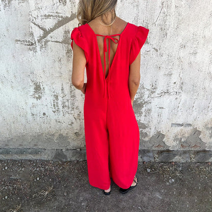 🔥Printemps 52% de réduction✨Combinaison à col en V et imprimé léopard pour femme