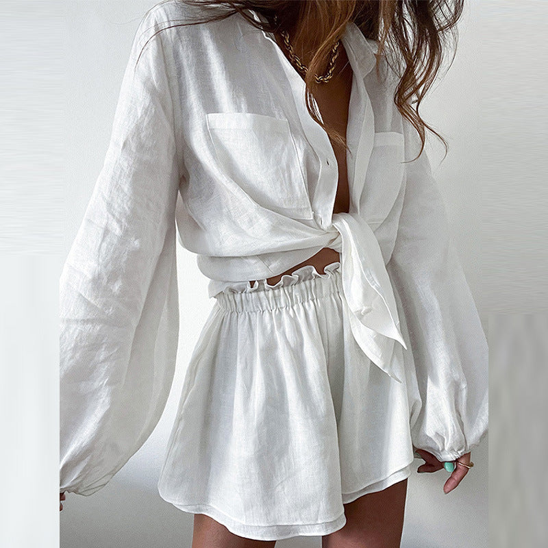 Ensemble 2 pièces pour femme avec chemise et short