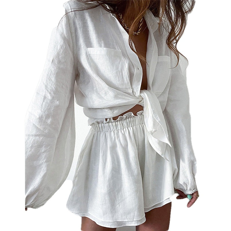 Ensemble 2 pièces pour femme avec chemise et short