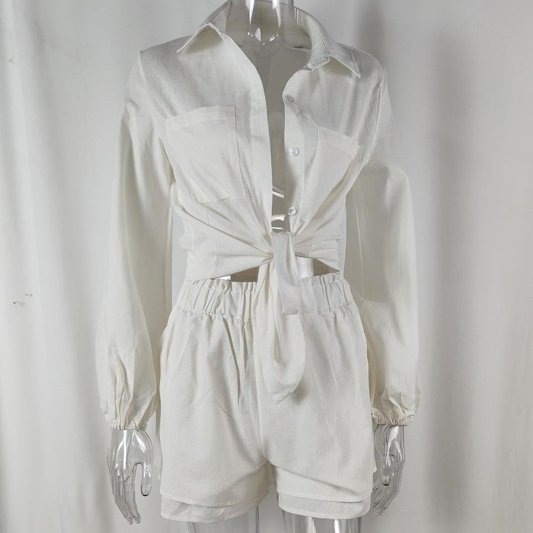 Ensemble 2 pièces pour femme avec chemise et short